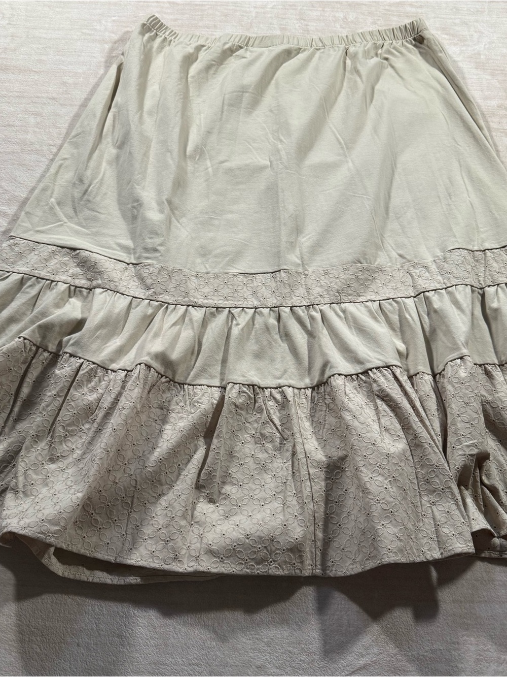 Liz Claiborne Taupe Tiered Maxi Skirt with Eyelet Panels - Picture 13 of 13
